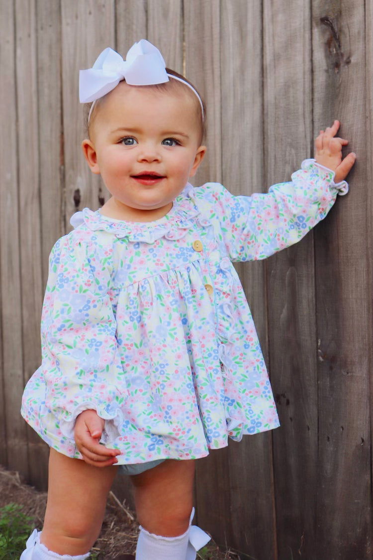 Girls Multi Color Floral Bubble shorts Set/Dress