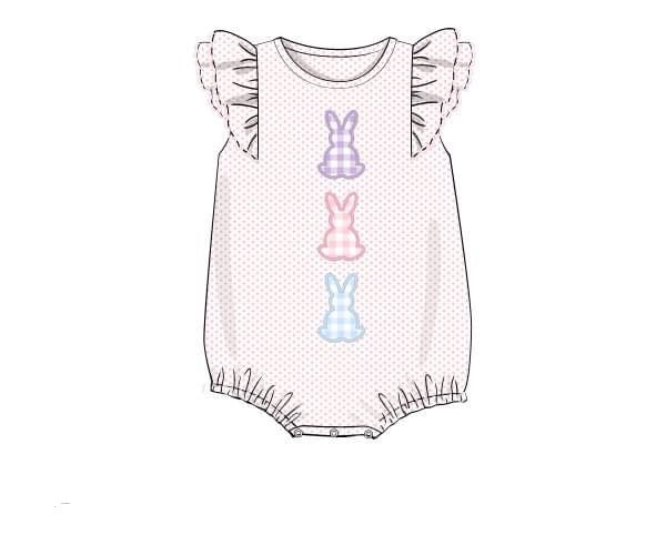 Girls Bunny Applique Knit Bubble