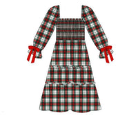 Womens Tartan Plaid Smocked Dress