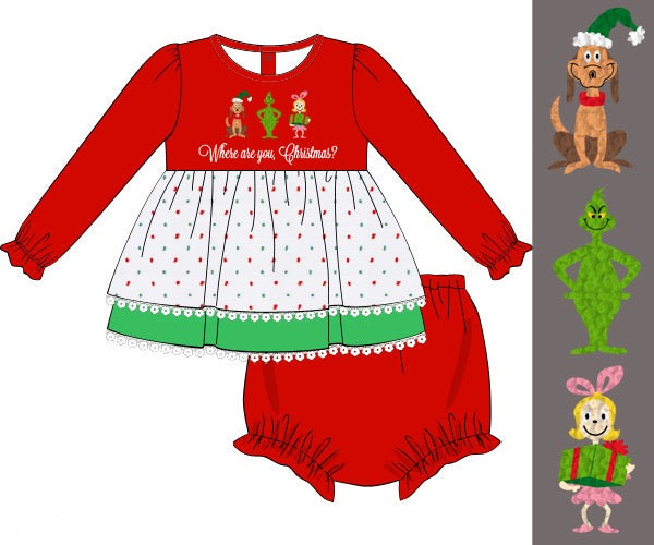 Girls You’re a Mean One French Knot Bloomer Set