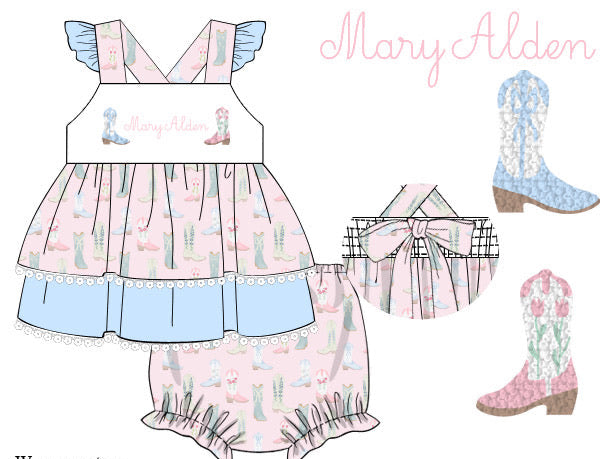 PRE ORDER Girls French Knot Boot Scootin’ Cuties Bloomer Set & Dress | ETA to LBS: MAY
