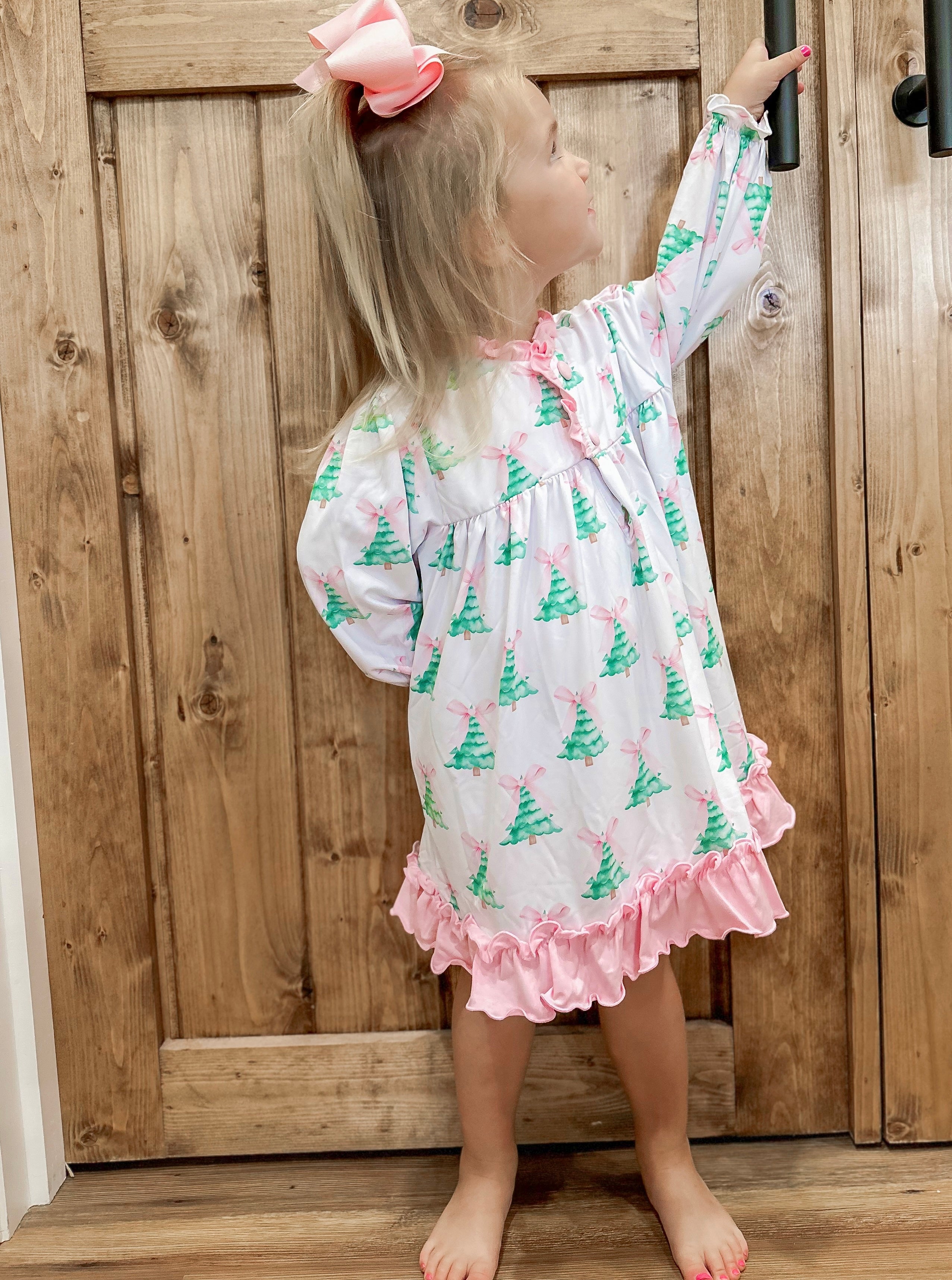Girls Christmas Tree Knit Gown RTS
