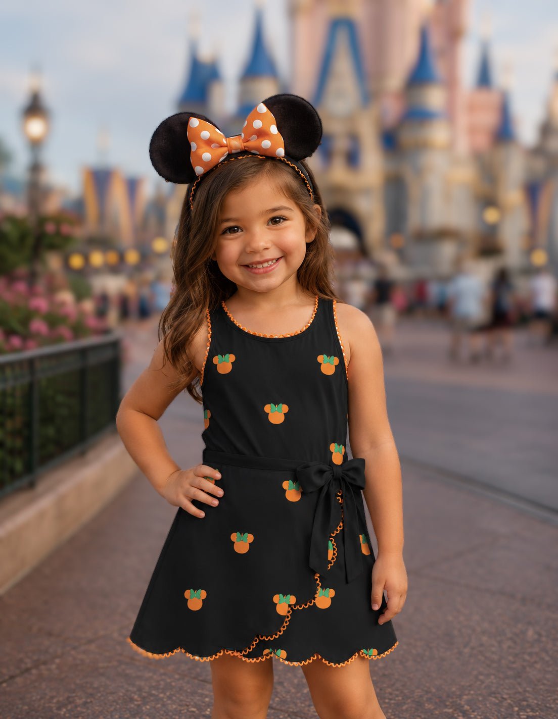 PRE ORDER Girls Embroidered Pumpkin Mouse Knit Dress | ETA to LBS: SEPTEMBER