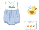 PRE ORDER Boys French Knot Rubber Ducks and Embroidered Easter Tractor Interchangeable Bubble | ETA to LBS: LATE FEBRUARY