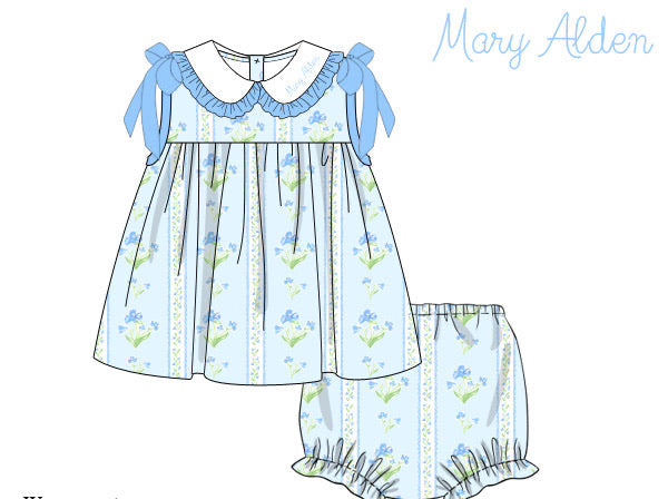 PRE ORDER Girls Bluebell Blooms Bloomer Set | ETA to LBS: Late March