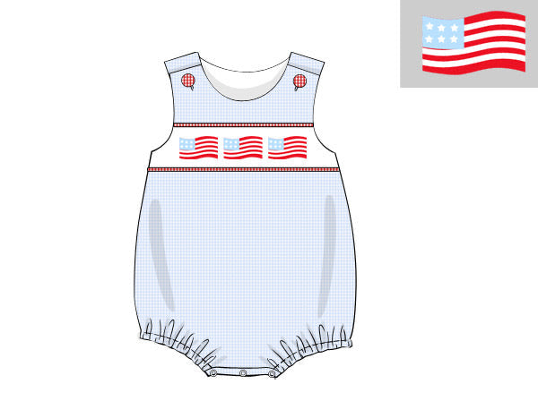 Boys Smocked Stand for the Flag Bubble