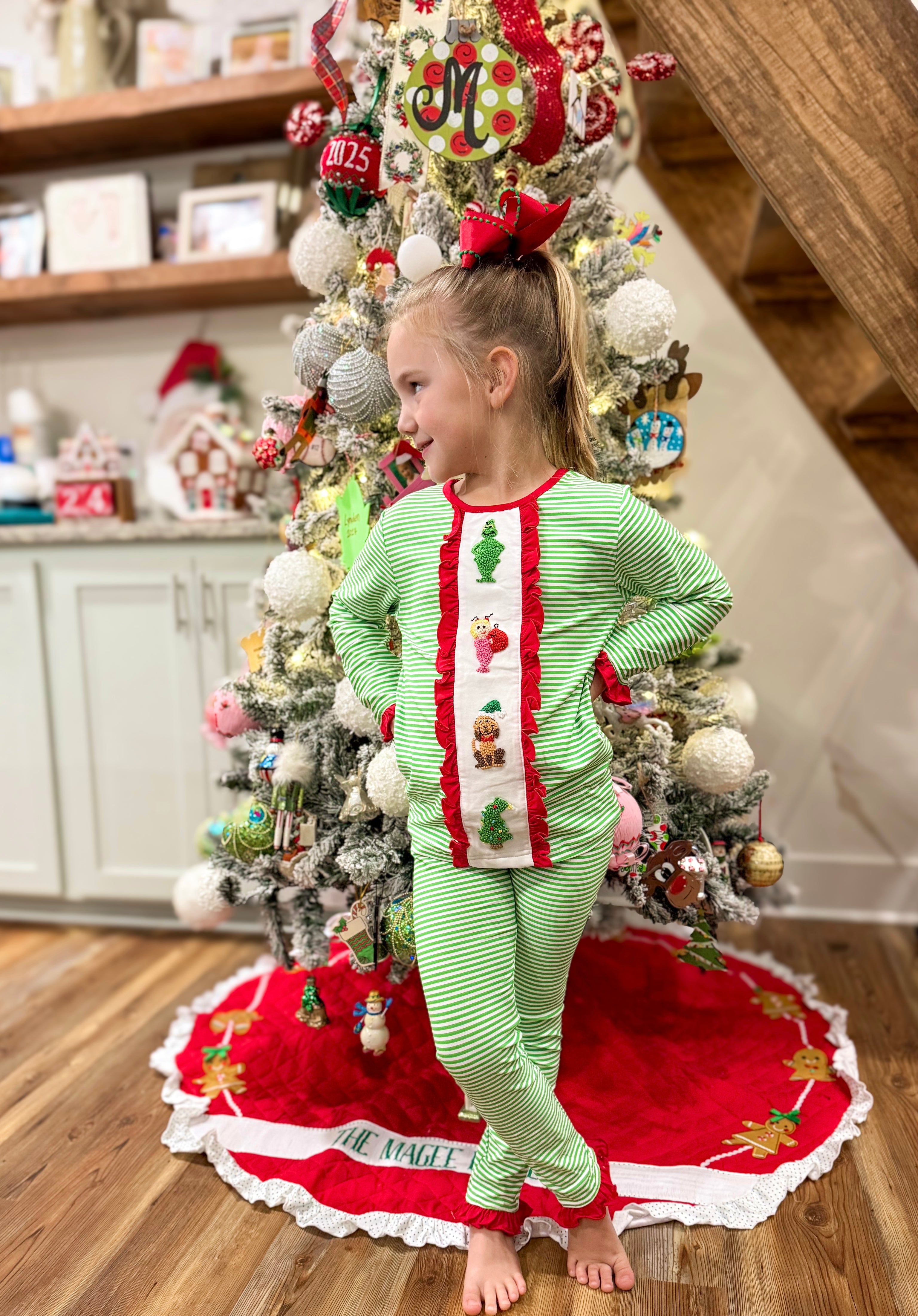 Girls The Green One French Knot Knit Lounge