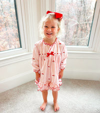 Girls Embroidered Santa Knit Gown
