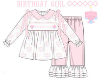 Girls Birthday Girls Ruffle Pants Set