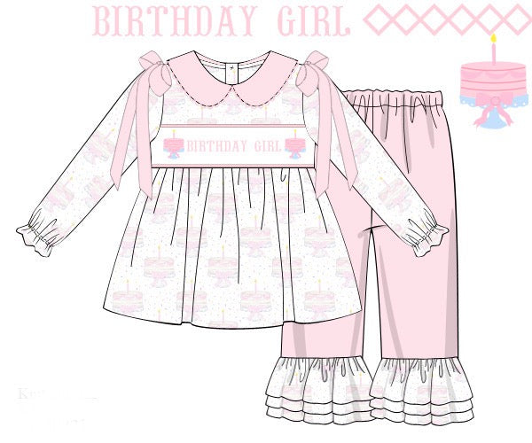 Girls Birthday Girls Ruffle Pants Set