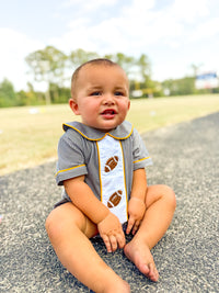 Boys Black & Gold Hand Embroidered Football Bubble