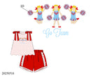 Blue & Red Cheerleader Short Set