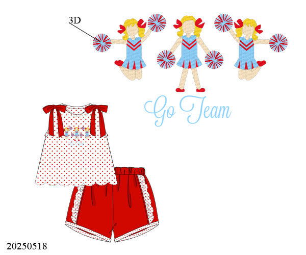 Blue & Red Cheerleader Short Set