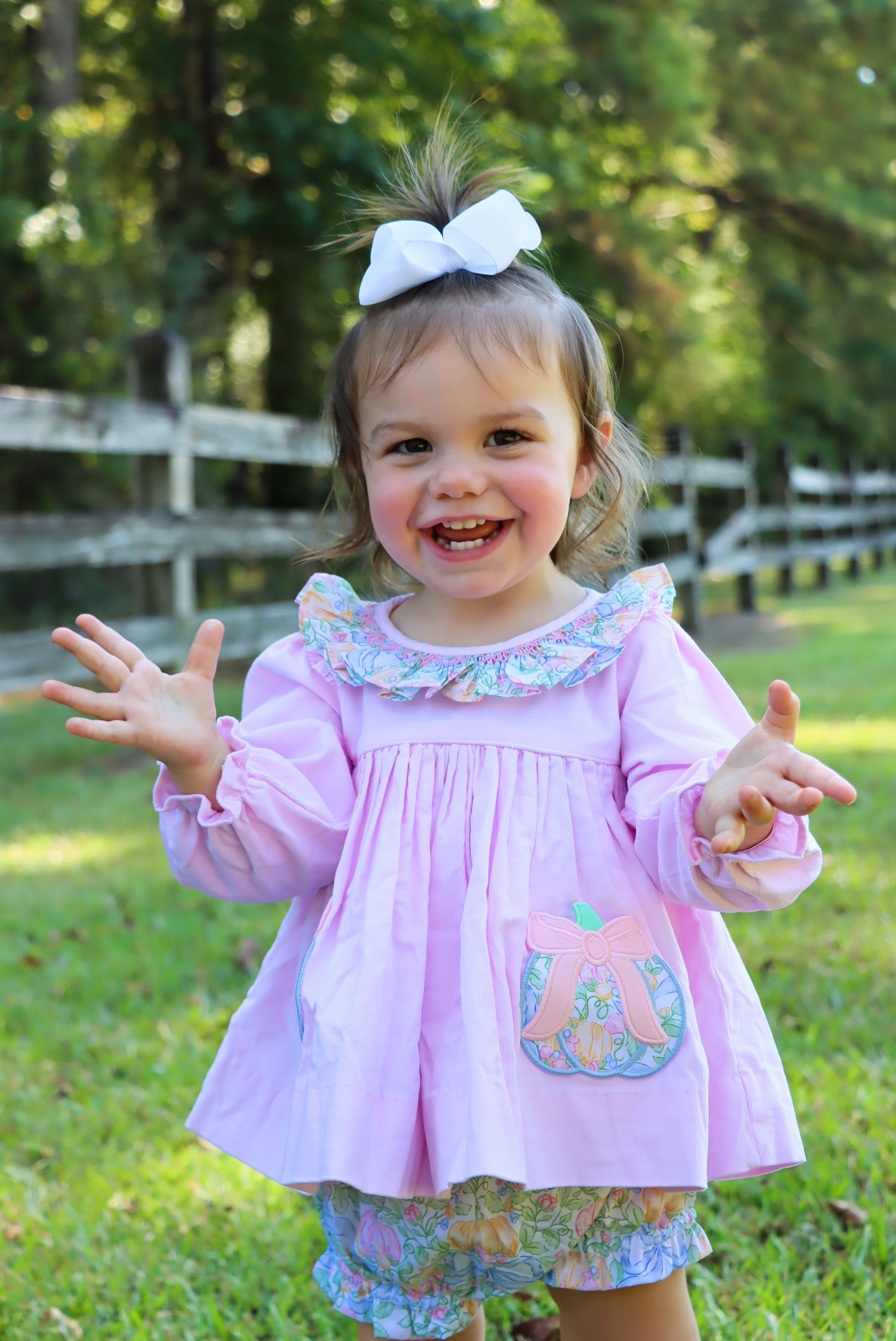 Girls Grand-millennial Pumpkins Bloomer Set