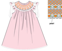 PRE ORDER Girls Heirloom Smocked Pearl Pumpkins Bloomer Set & Dress | ETA to LBS: SEPTEMBER