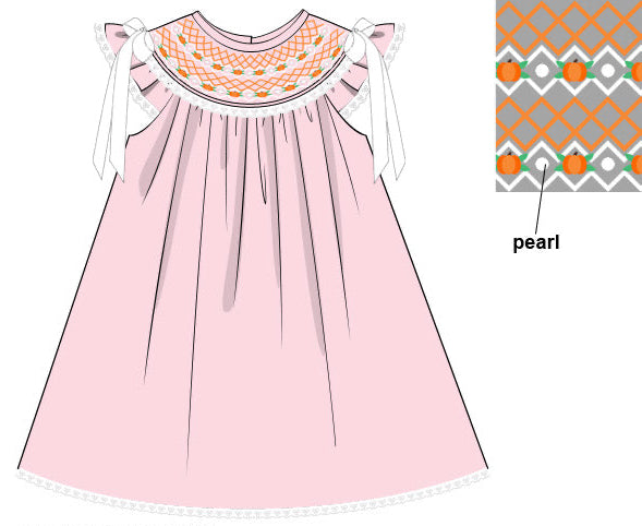 PRE ORDER Girls Heirloom Smocked Pearl Pumpkins Bloomer Set & Dress | ETA to LBS: SEPTEMBER