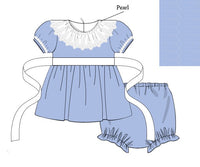 Girls Blue Ice Velvet Bloomer Set
