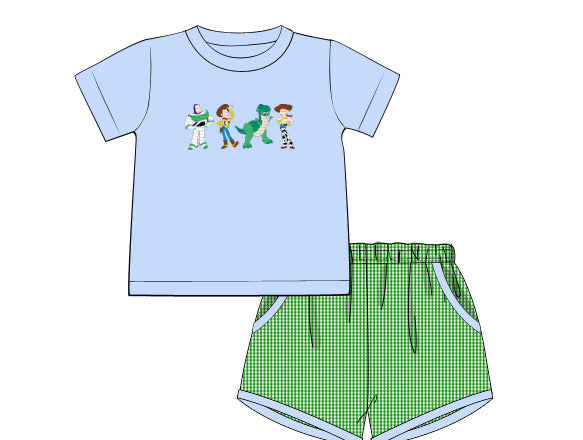 Boys Embroidered Toy Friends Short Set