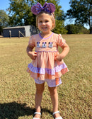 Girls French Knot Not So Spooky Mouse Ghost Ruffle Short Set