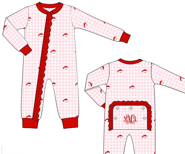 Girls Embroidered Santa Knit Lounge Zippy