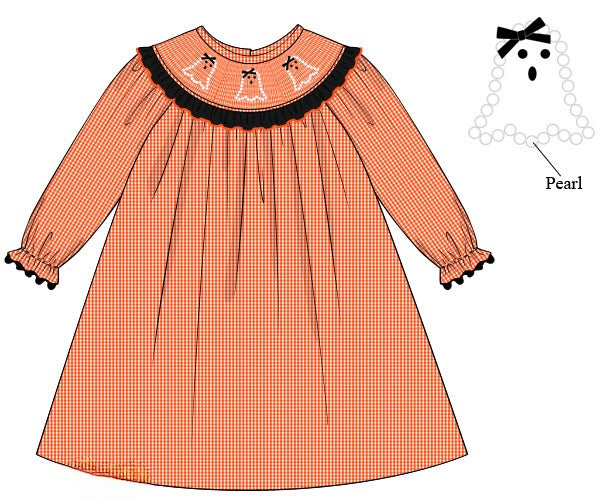 PRE ORDER Girls Smocked Pearl Ghosts Bloomer Set & Dress | ETA to LBS: SEPTEMBER