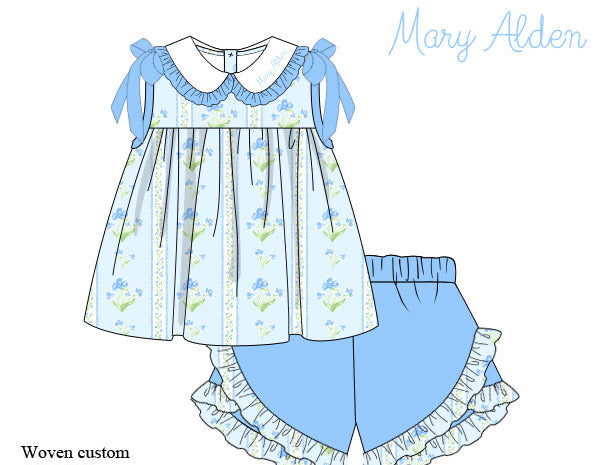 Girls Bluebell Blooms Ruffle Short Set
