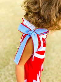 Red & Powder Blue Cheer Dress