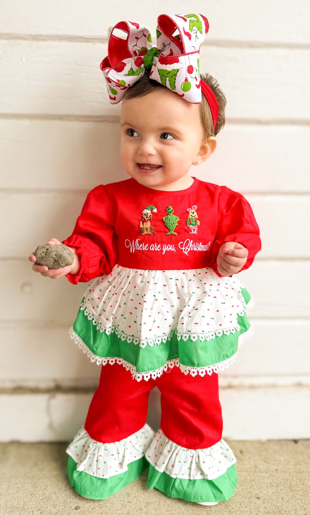 Girls You’re a Mean One French Knot Ruffle Pants Set