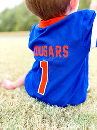 Orange and Royal Blue “Cougars” Bubble Jersey