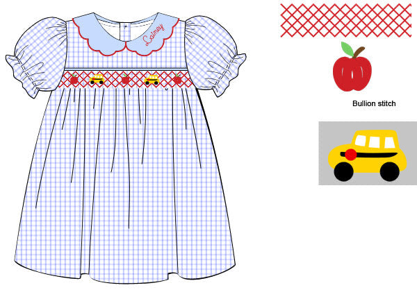 Girls Smocked Wheels on the Bus Bloomer Set & Dress