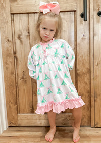 Girls Christmas Tree Knit Gown RTS