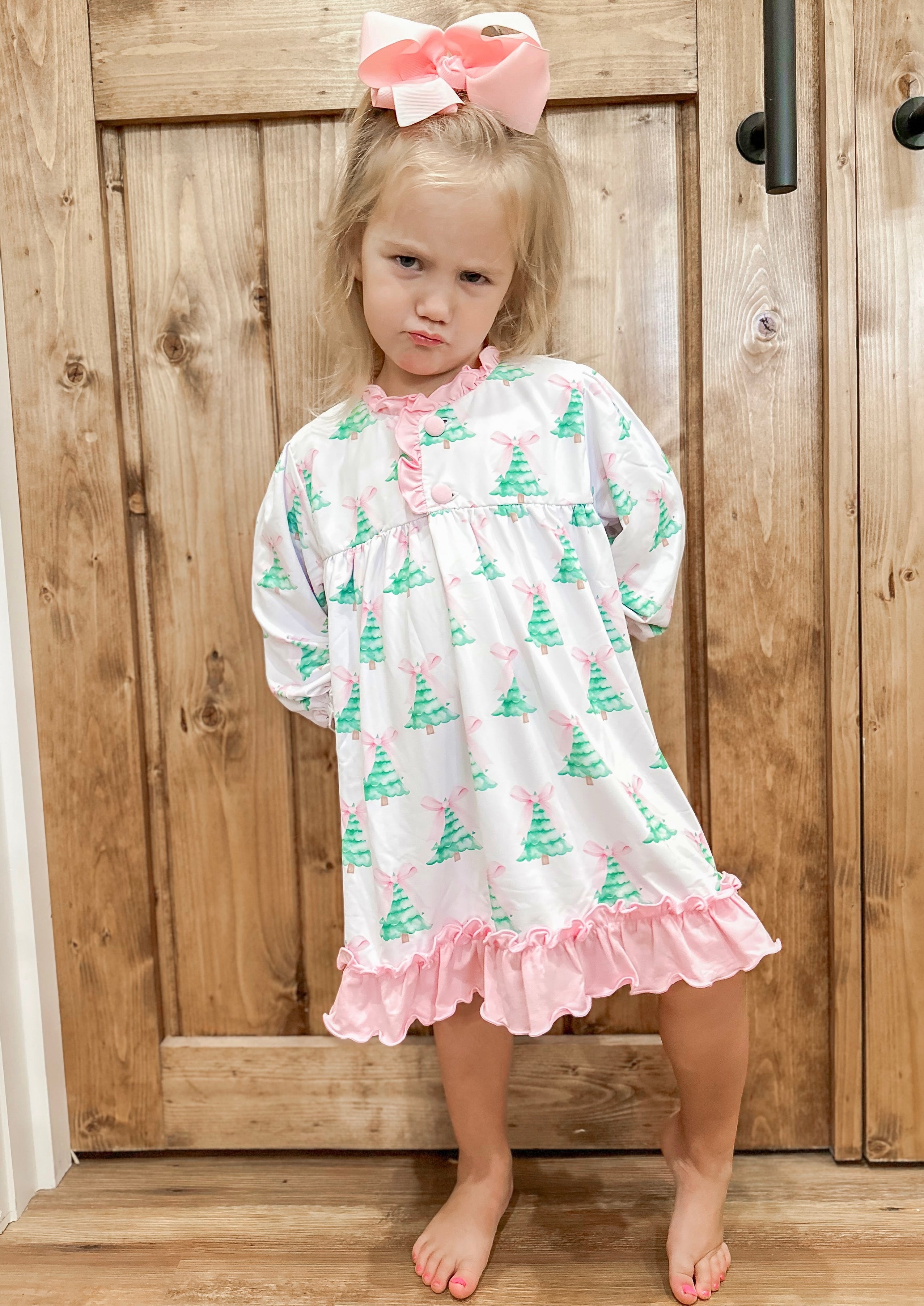 Girls Christmas Tree Knit Gown RTS