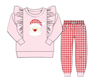 Girls Santa Appliqué Sweatshirt Jogger Set