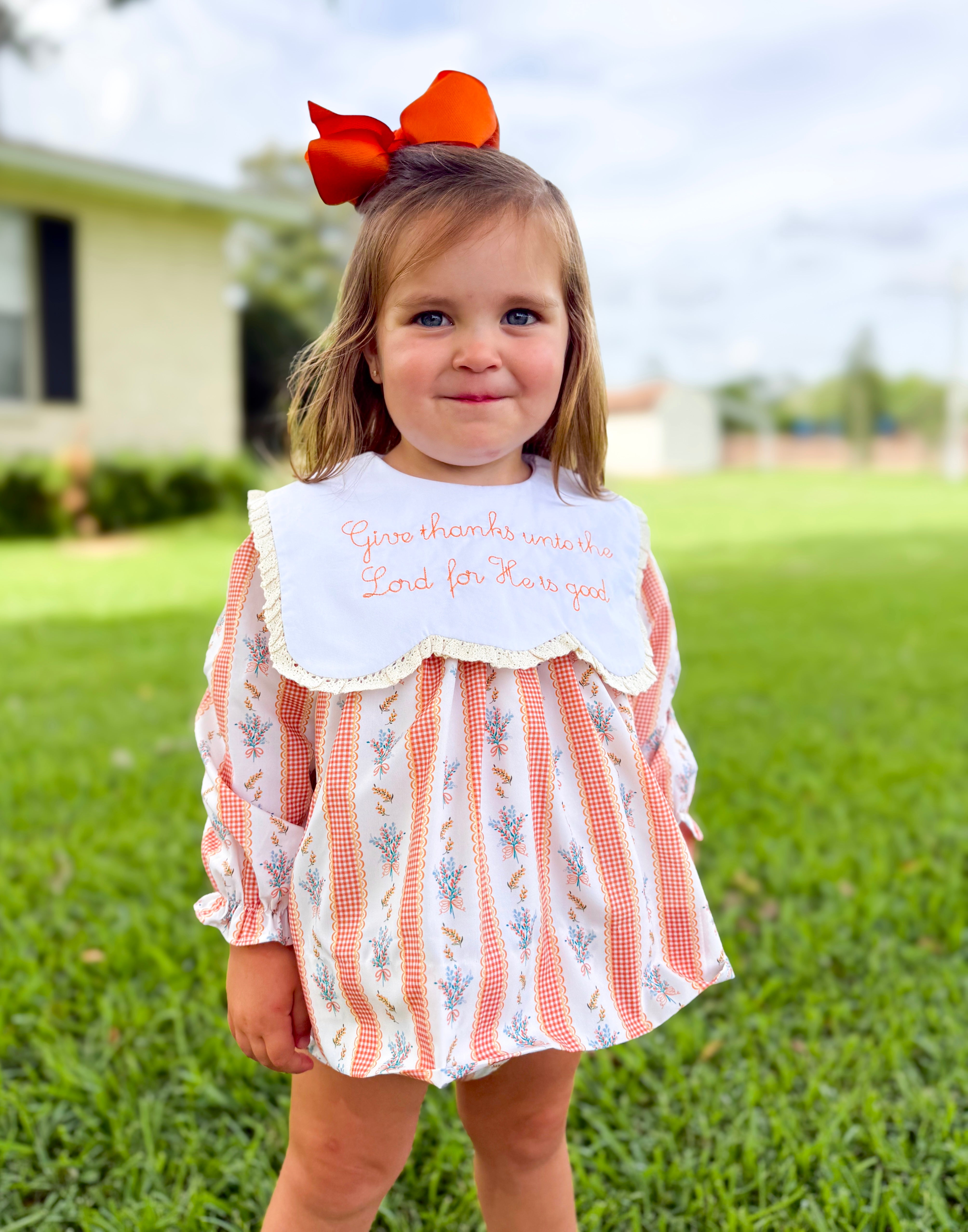 PRE ORDER Girls Embroidered  Give Thanks Bloomer Set & Dress | ETA to LBS: SEPTEMBER