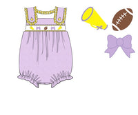 Girls Embroidered Swiss Dot Team Spirit Bubble