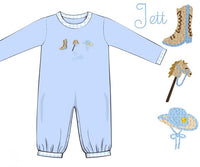 PRE ORDER Boys French Knot Little Buckaroos Long Romper | ETA to LBS: DECEMBER