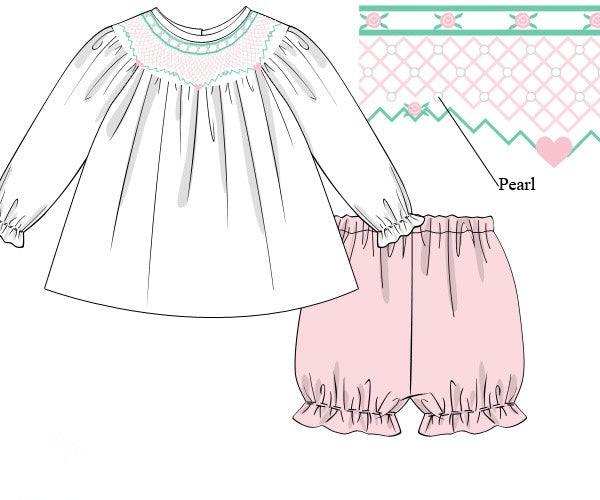 PRE ORDER Girls Smocked Sweethearts Bloomer Set & Dress | ETA to LBS: DECEMBER