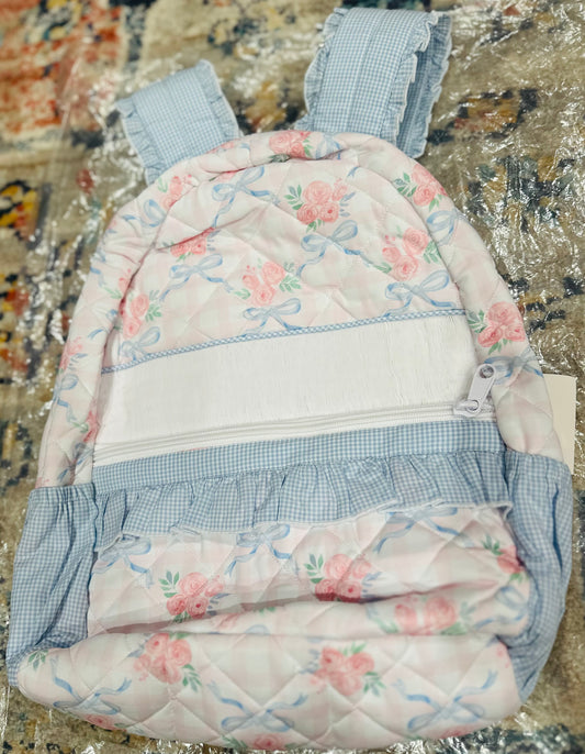 BLANK Bow Floral Backpack with smocking plate