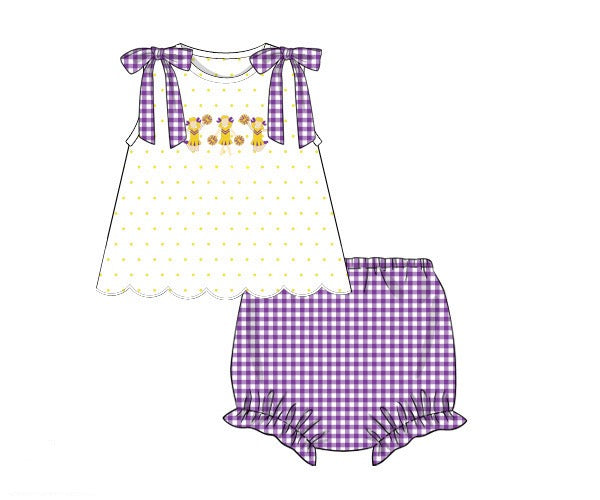 Purple & Gold Cheerleader Bloomer Set