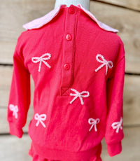 Girls Bow Cardigan Bloomer Set