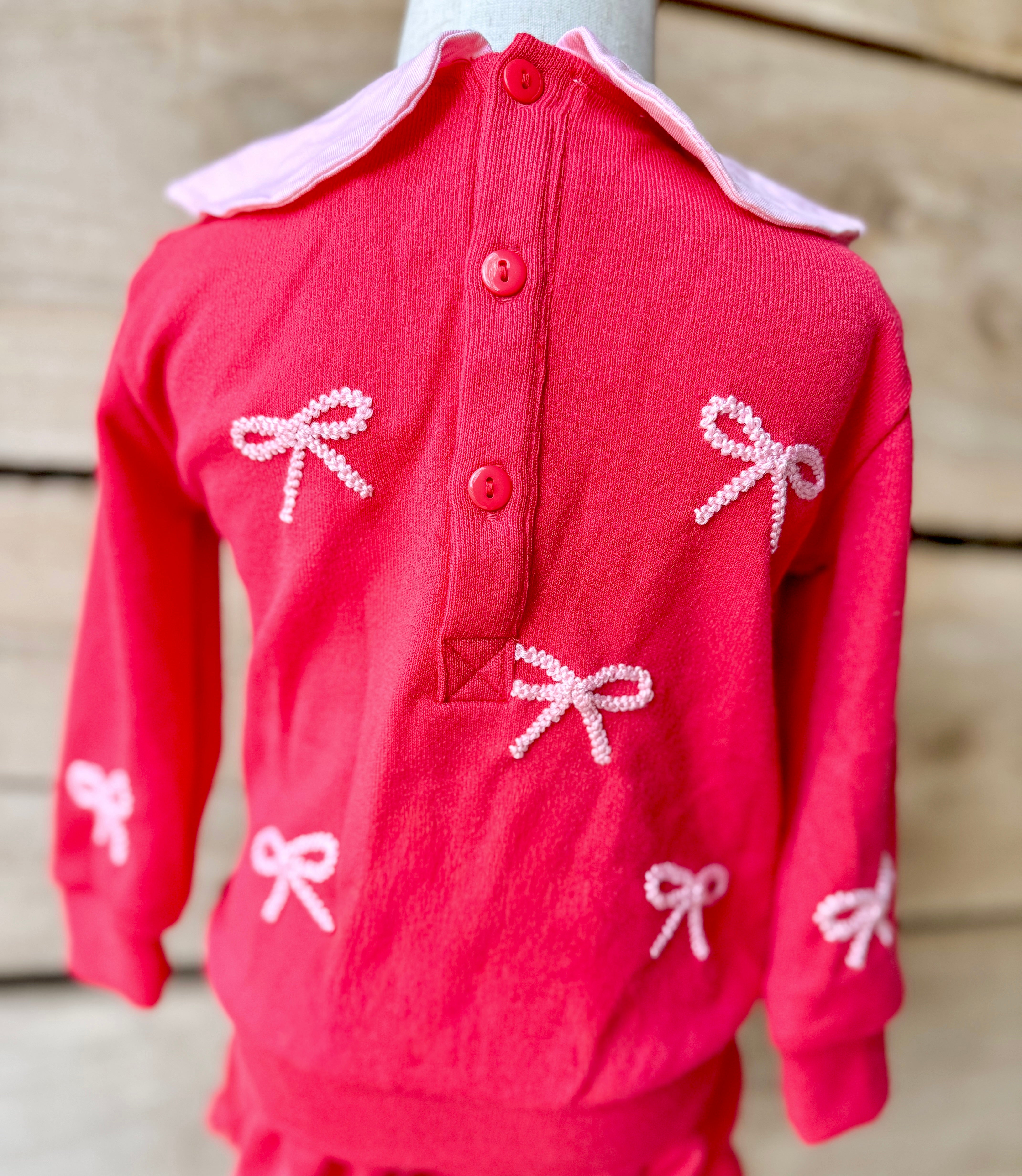 Girls Bow Cardigan Bloomer Set