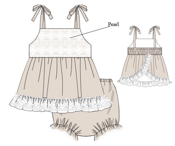 PRE ORDER Girls Muslin & Lace Bloomer Set ETA: MAY