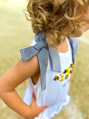 Girls Embroidered Cheerleaders Ruffle Short Set