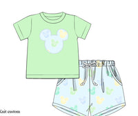 Boys Appliqué Preppy Mouse Short Set