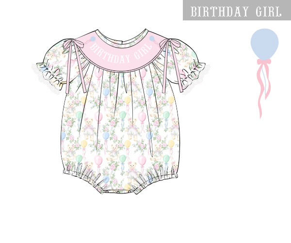 PRE ORDER Girls Smocked Beary Sweet Birthday Bubble | ETA to LBS: JUNE