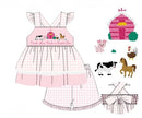 PRE ORDER Girls French Knot Oink, Moo, Cock-a-Doodle Doo Ruffle Short Set | ETA to LBS: APRIL