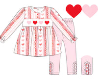 Girls Smocked Hearts Knit Legging Set