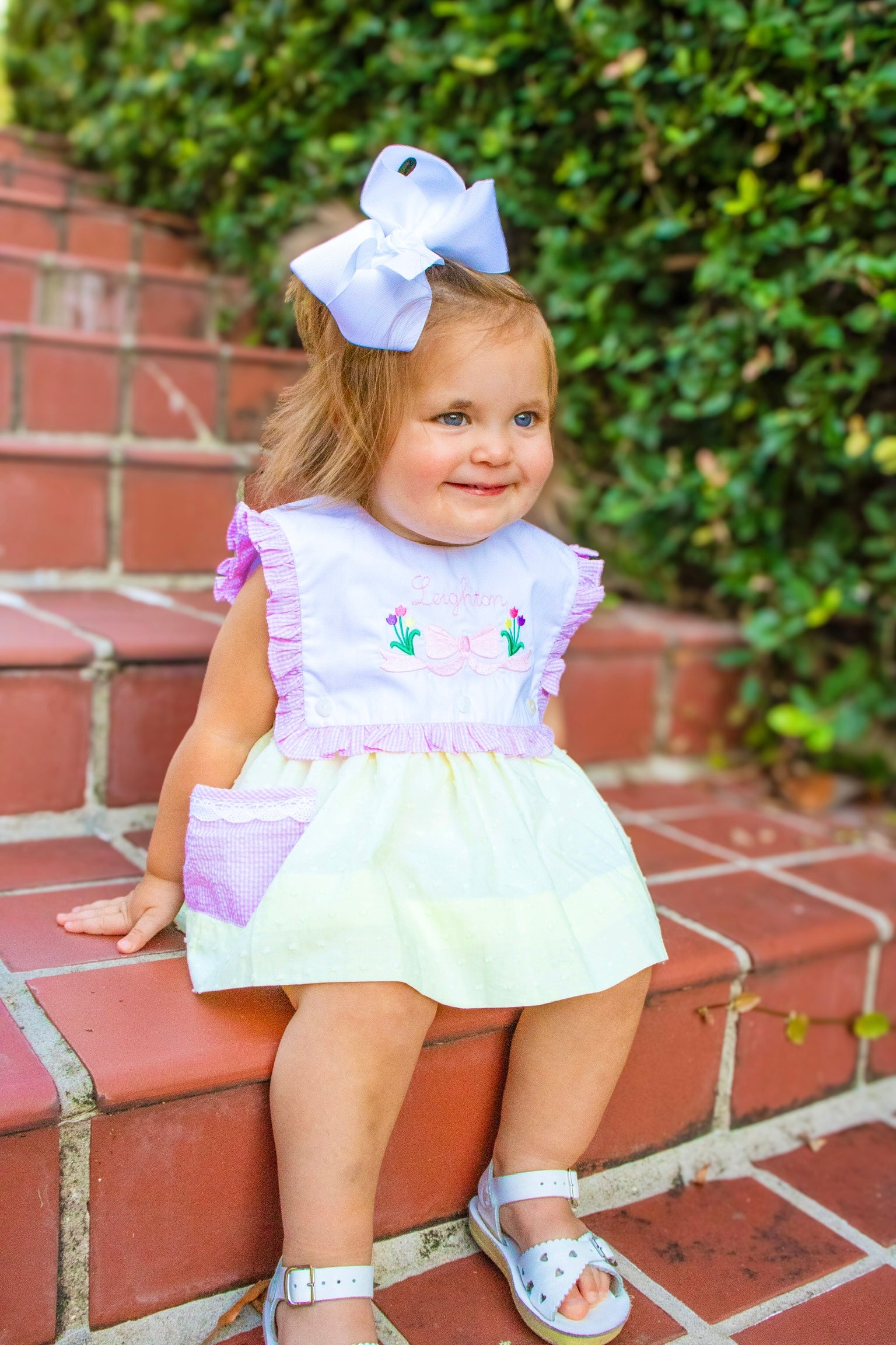 PRE ORDER Girls Interchangeable Bib Seersucker Bloomer Set | ETA to LBS: LATE March