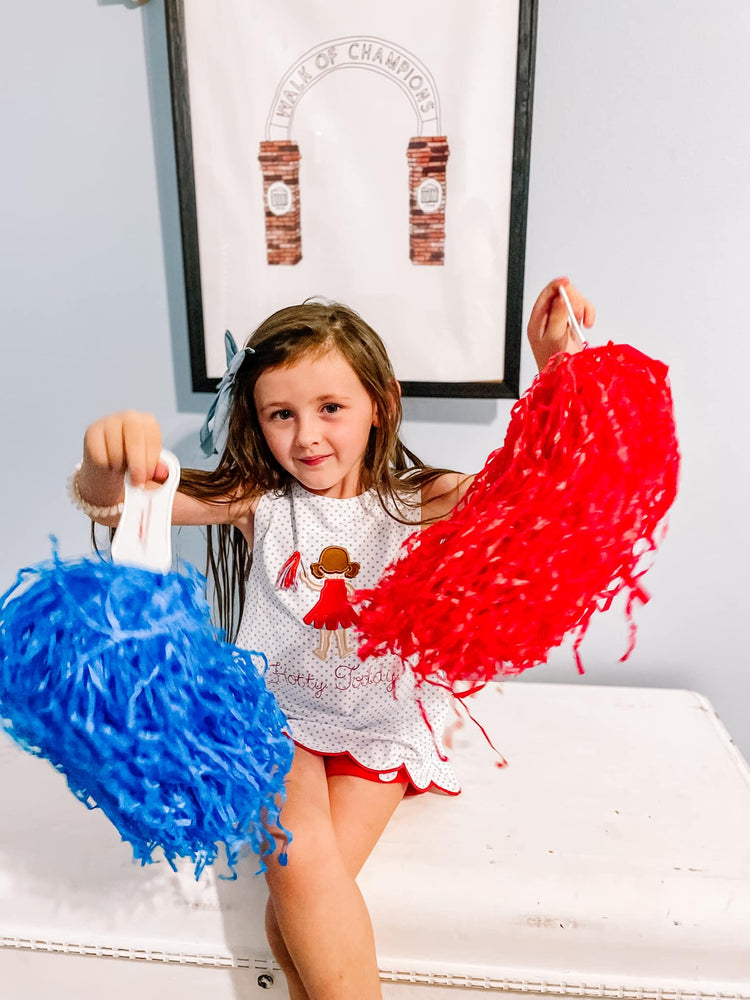 Girls Blue and Red Cheerleader Short Set (cheerleader only)