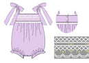 PRE ORDER Girls Purple Swiss Dot Heirloom Smocked Bubble | ETA to LBS: LATE March